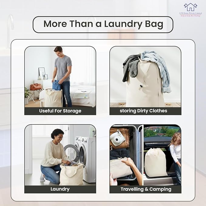 LFH Home Cotton Canvas Large Laundry Bag - Image 6