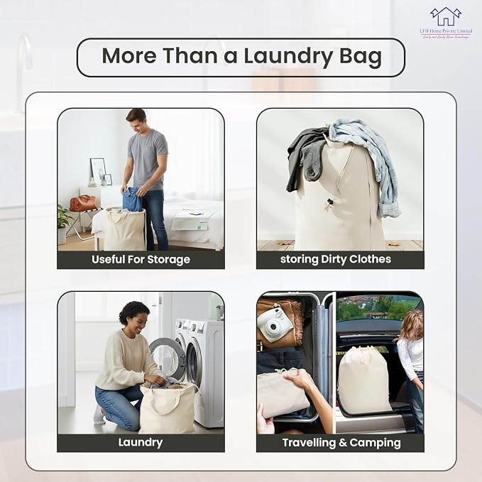 LFH Home Cotton Canvas Large Laundry Bag - Image 6