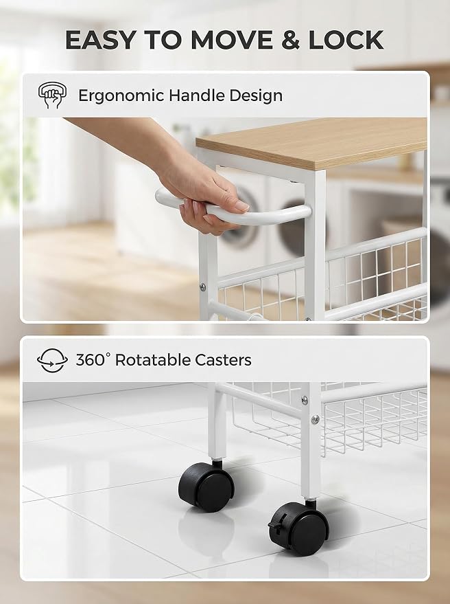 Rolling Utility Cart, 4-Tier Slim Narrow Storage Cart - Image 2