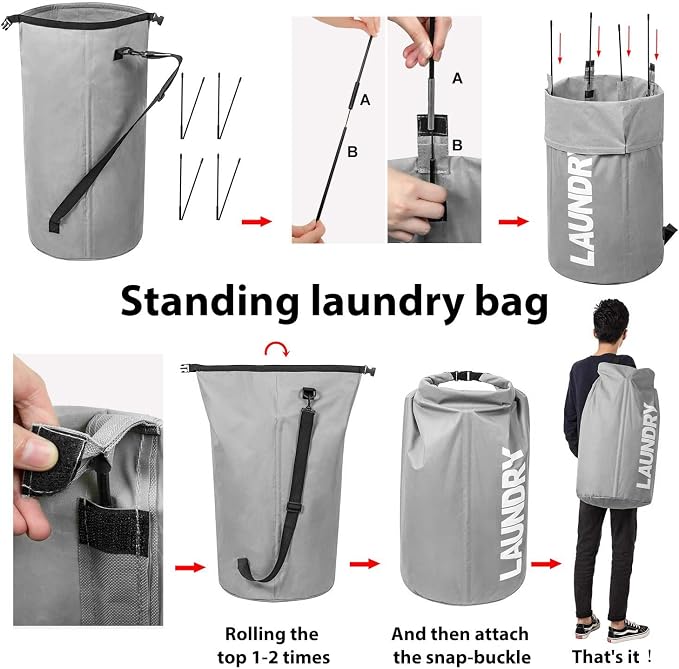WOWLIVE Extra Large Foldable Laundry Bag Laundry Basket Collapsible Laundry - Image 5
