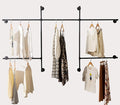 Industrial Pipe Clothes Rack Wall Mounted Clothing Rack, Heavy Duty Iron Pipe by HOMEYEENG