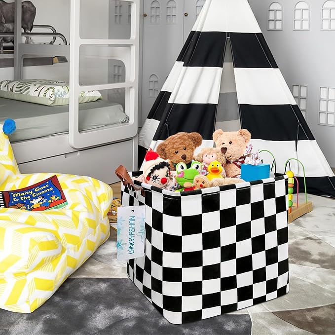 LANGYASHAN Square Storage Baskets Waterproof Canvas Children Laundry Nursery - Image 5