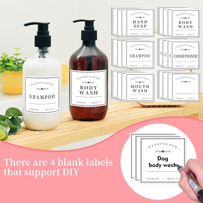 24PCS Bathroom Labels for Soap Dispenser, Bottle Labels for Hand Soap Mouthwash - Image 5
