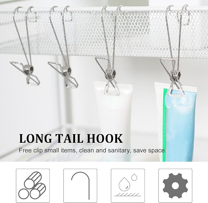 10pcs Stainless Steel Spring Hook Clothes Clips Non-Slip Large Laundry Pins - Image 9