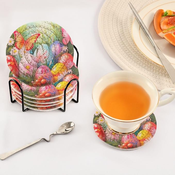 Colorful Eggs and Butterflies Coasters Set of 6 - Image 5