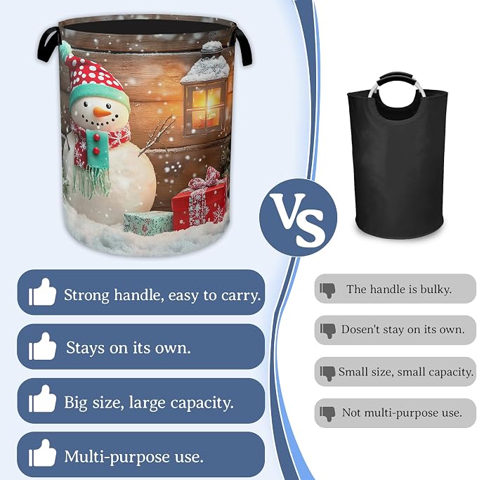 Christmas Laundry Basket, Oxford Cloth Snowman Laundry Hamper - Image 3