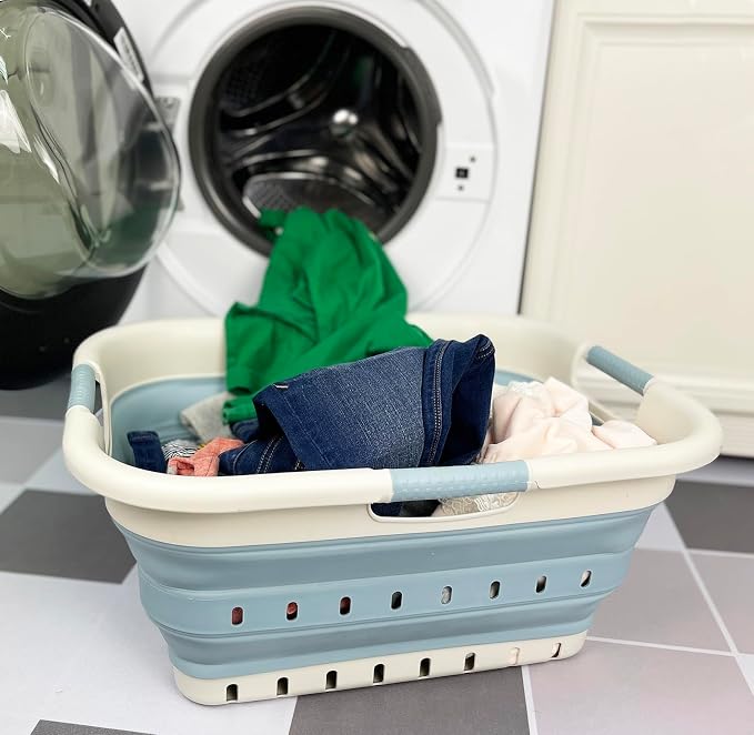 SAMMART 41L Collapsible 3 Handled Laundry Basket - Image 2