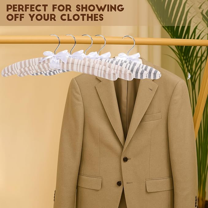 12 Pack Cotton Stripe Padded Hangers - Image 6