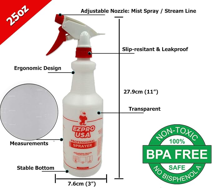 24 oz Empty Spray Bottles for Cleaning Solutions, Spray bottle 24oz, - Image 2