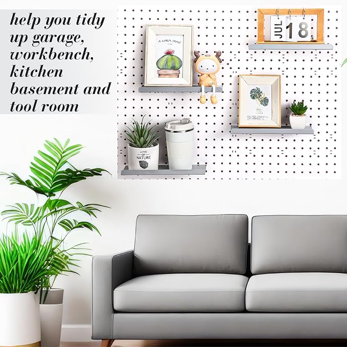 4 Pcs Pegboard Shelves Wall Organizer Brackets Pegboard Steel Tray Accessories - Image 7