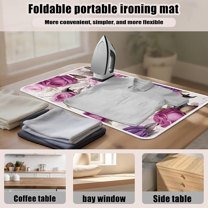 Ironing Mat Rose Print Portable Ironing Pad - Image 4