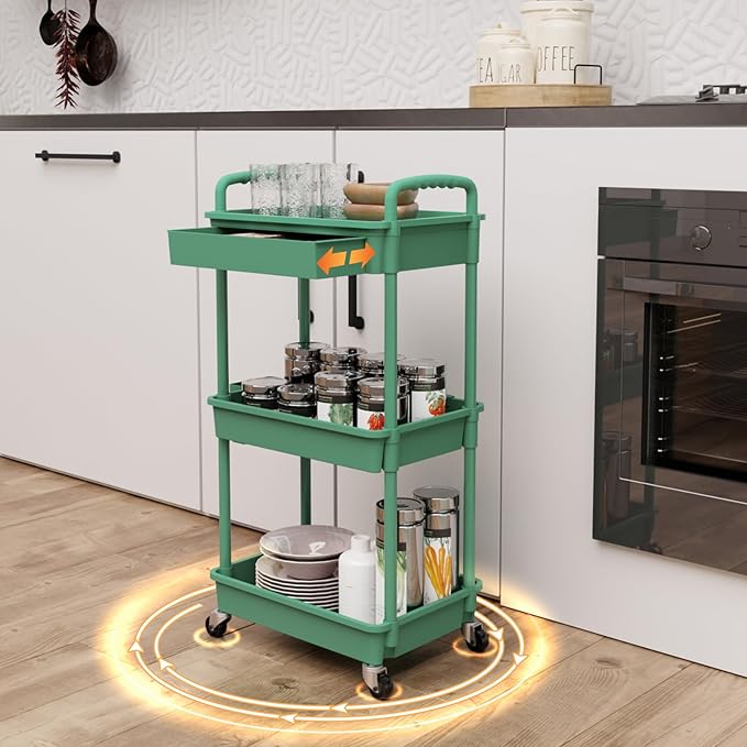 REBECAT 3 Tier Rolling Utility Cart - Image 3
