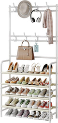 Coat Rack Shoe Rack With Storage Shelf Freestanding with 8 Hooks by YIZAIJIA