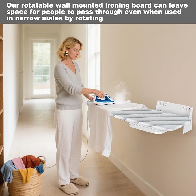 uyoyous Wall Mounted Ironing Board 37.4x11.8 inch Compact Folding Iron Board - Image 8