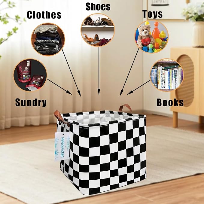 LANGYASHAN Square Storage Baskets Waterproof Canvas Children Laundry Nursery - Image 3