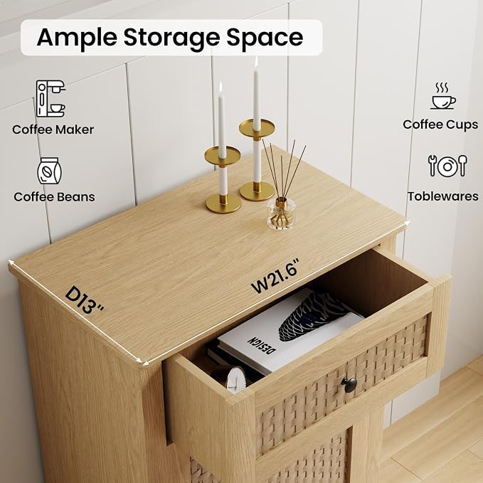 Tilt Out Laundry Hamper Cabinet, Rattan-Style Laundry Room Organization - Image 5