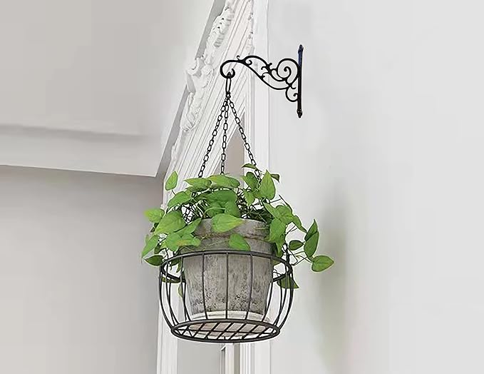 N+A Sunshine Iron Metal Hanging Planter Bracket, 2 Pack Wall Hooks - Image 3