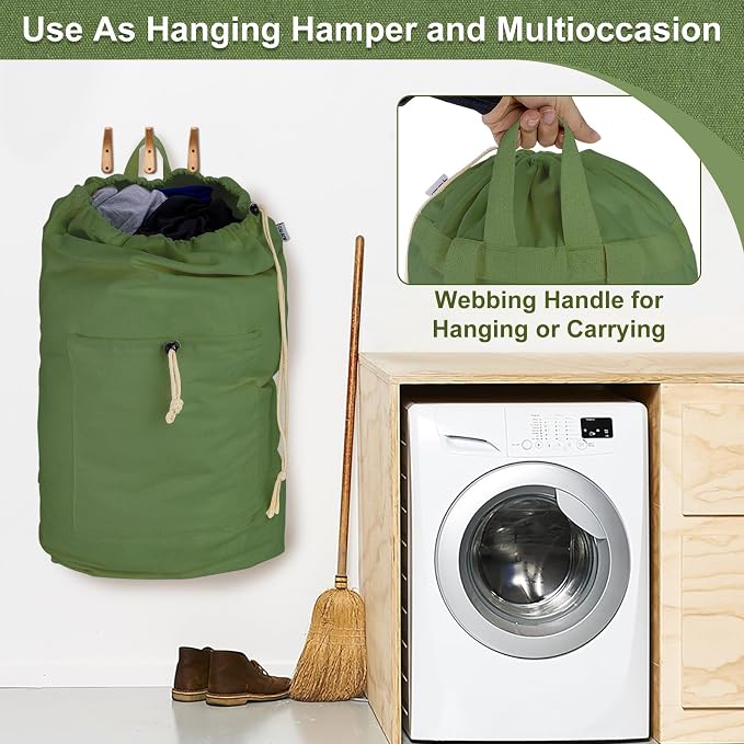Laundry Bag Backpack, Canvas Laundry Bag - Image 4