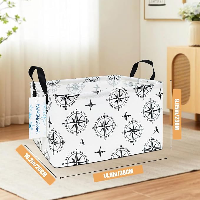 LANGYASHAN Rectangular Storage Bin Collapse Canvas Fabric Cartoon Storage Basket - Image 2