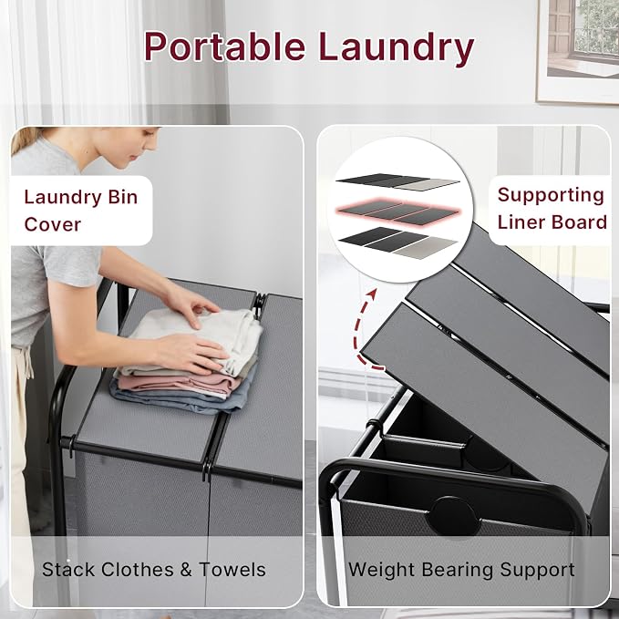 3-Compartment Laundry Cart - Image 5