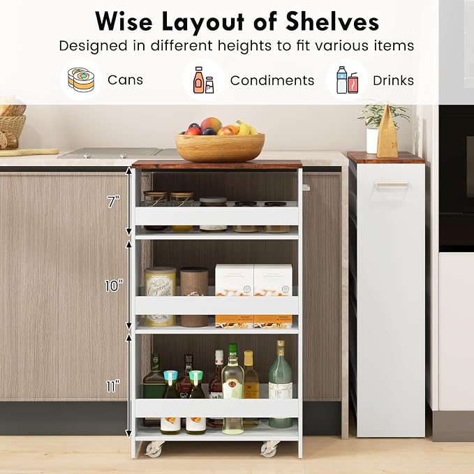 Slim Storage Rolling Cart, 4-Tier Side Out Shelving Unit - Image 5