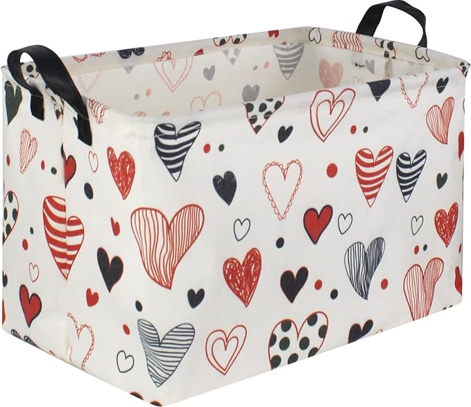 Rectangular Kids Storage Basket, Heart Baskets Organizer.Cute Storage Bin by Sanjiaofen
