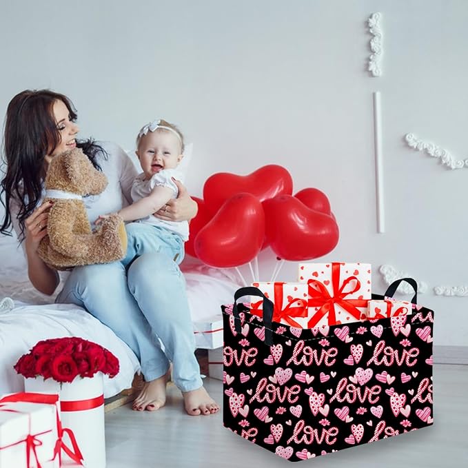 Rectangular Black heart, Valentines Basket, baby Gift Basket Empty, Hearts - Image 5
