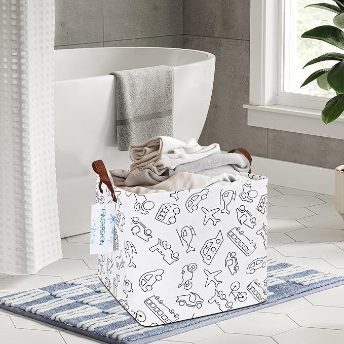 LANGYASHAN Square Storage Baskets Waterproof Canvas Children Laundry Nursery - Image 4