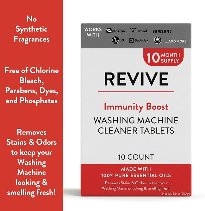 Immunity Boost Washing Machine Cleaner Tablets 10ct by Revive Essential Oils - Image 2