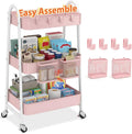 Sekey 3 Tier Rolling Cart, Hanging Cups, Heavy Duty Mesh Rolling Storage Cart by Sekey