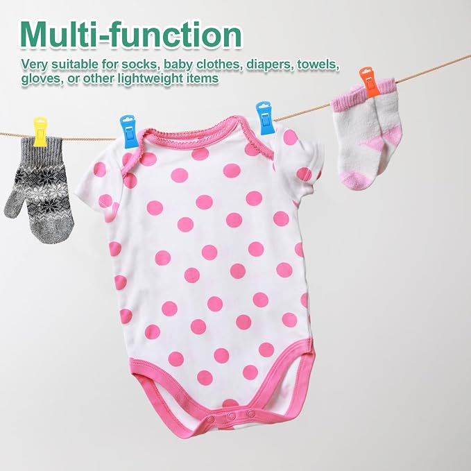 60 Pcs Stockings Clips with Hook, Colourful Clips Plastic Laundry Clip with - Image 5