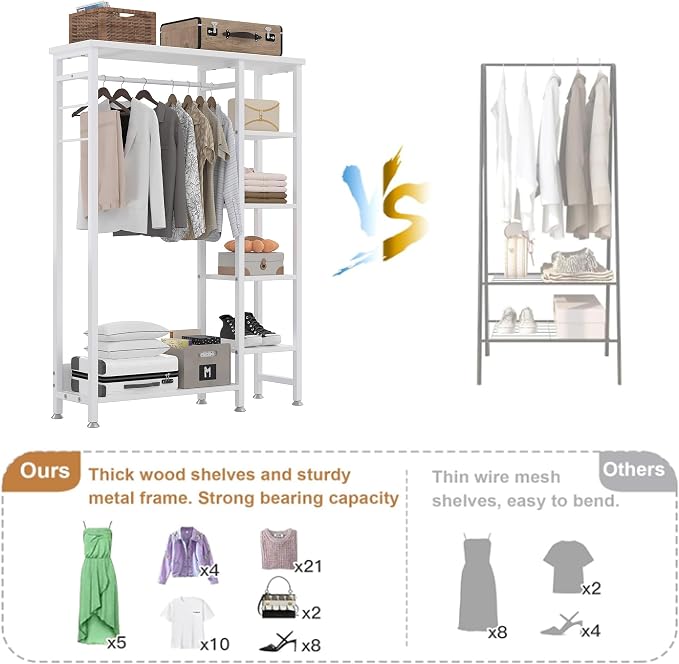 VECELO Open Garment Clothing Rack, Free-Standing Heavy Duty Storage Closet - Image 4