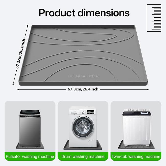 Washing Machine Drain Pan Silicone mat – 26.5x26.5 Inch Non-Slip Waterproof - Image 2