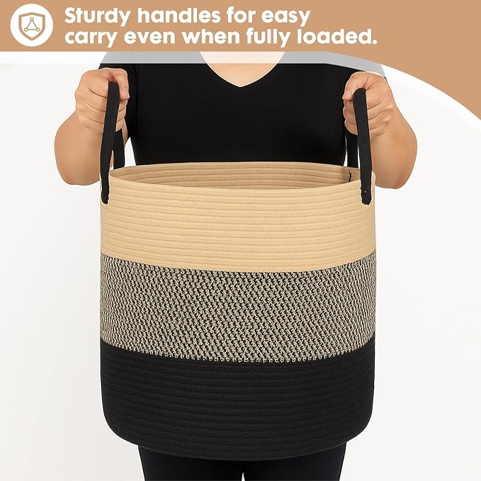 ShellKingdom Laundry Basket, Natural Rope Woven Storage Basket - Image 7