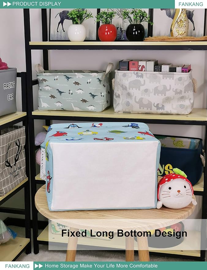 FANKANG Storage Basket, Nursery Hamper Canvas Laundry Basket Foldable - Image 8