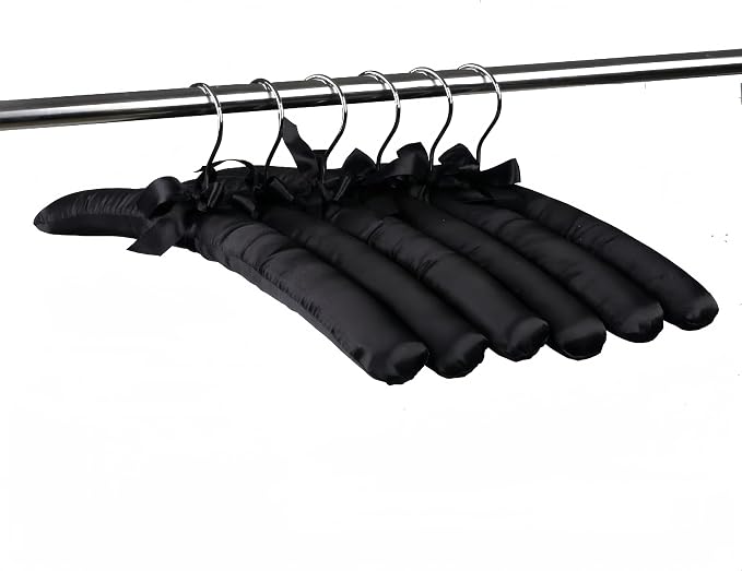 10 Pcs 17 Inch Black Satin Padded Hangers - Image 6