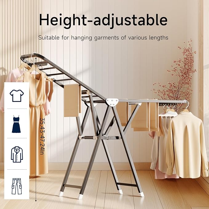 MIKEE Clothes Drying Rack, Foldable Laundry Drying Rack - Image 3