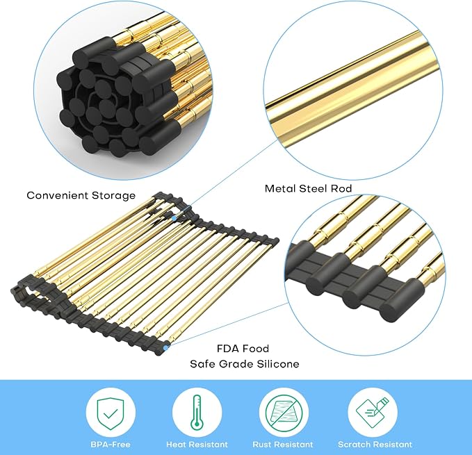 Expandable Large Draining Rack, Roll Up Heat-Resistant Dish Drainer - Image 3