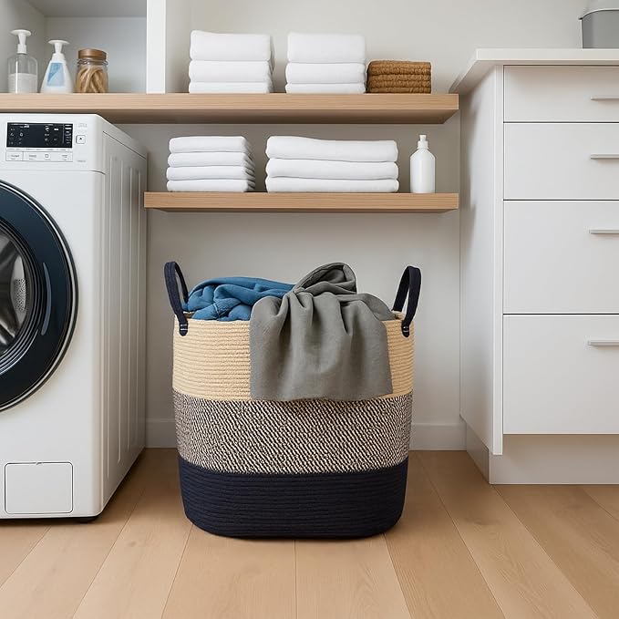ShellKingdom Laundry Basket, Large Natural Rope Woven Storage Basket - Image 9
