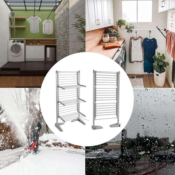 3-Tier Foldable Heated Electric Clothes Drying Rack | 300w Electric Standing - Image 8