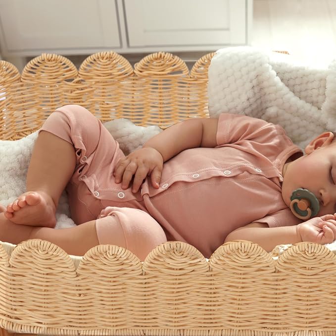 Handmade Scalloped Rattan Baby Changing Basket 30 x 16.5 x 5.1 Inch Changing - Image 5
