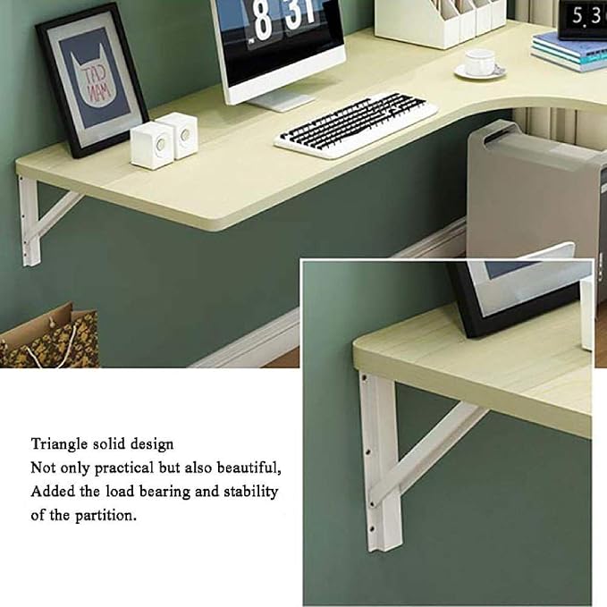 Corner Wall-Mounted Drop-Leaf Table L-Shaped Wall-Mounted Folding Table Folding - Image 2