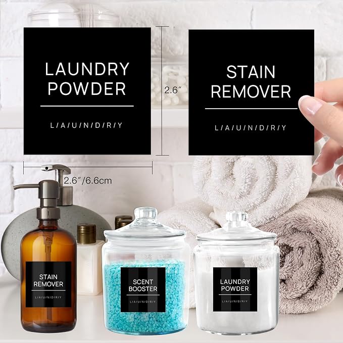 Laundry Labels for Jars, Removable Waterproof Labels for Laundry Containers - Image 2