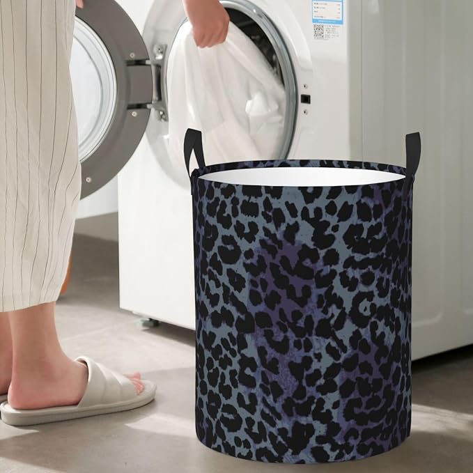 Grey And Black Leopard Print Laundry Hamper Bag - Image 6