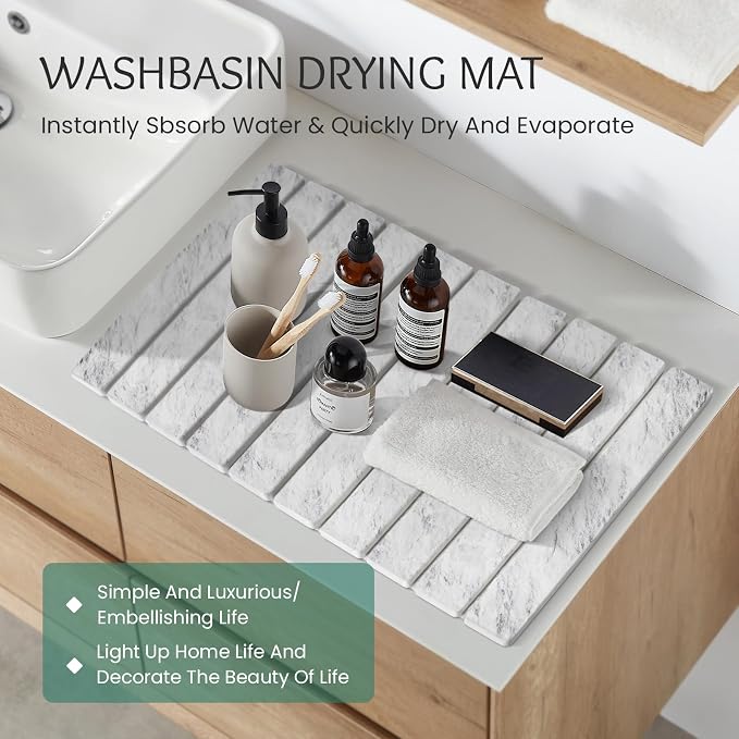 Stone Dish Drying Mat Collapsible Diatomaceous Earth Absorbent Mat Quick Dish - Image 6
