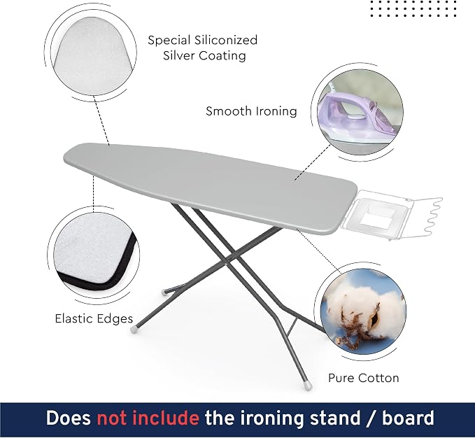 Encasa XO Ironing Board Cover And Pad 42"x14" - 4mm Felt & 2mm foam Metallized - Image 4