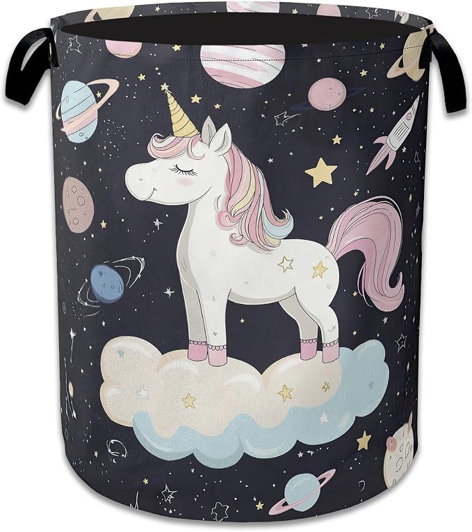 Cute Unicorn Laundry Basket, Foldable Oxford Cloth Planet Laundry Hamper by Unknown