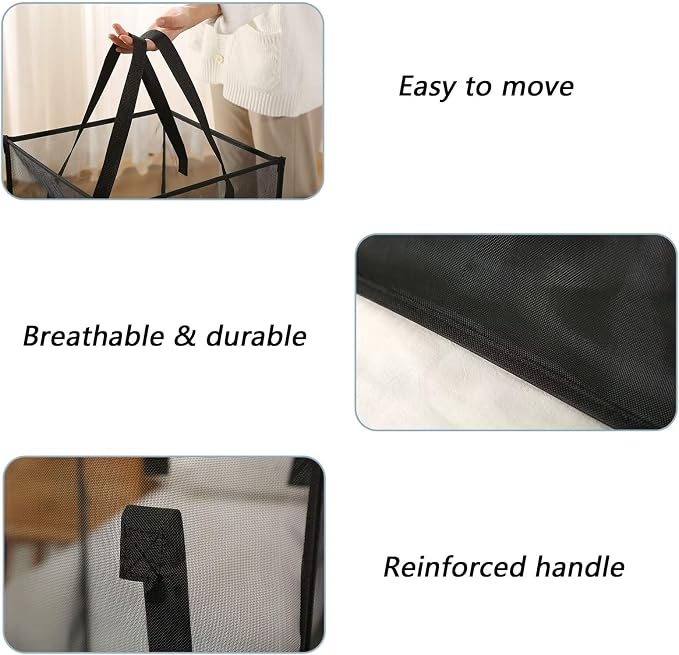 2 Pack Popup Laundry Hamper, Large Collapsible Mesh Laundry Baskets Dirty - Image 3