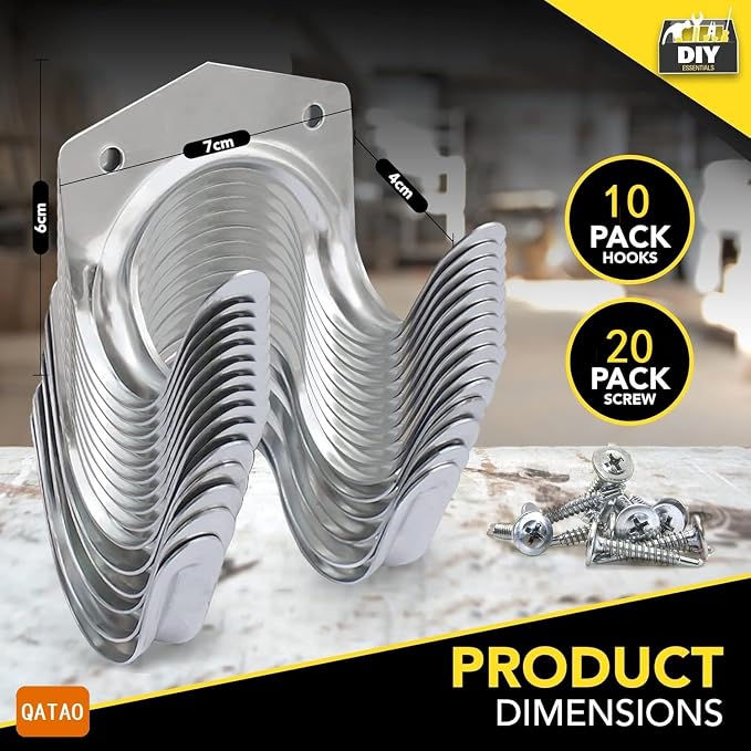 10Pack Wall Hooks for Garage Tool Storage, Tool Hanger Hooks Set, Garden & - Image 2