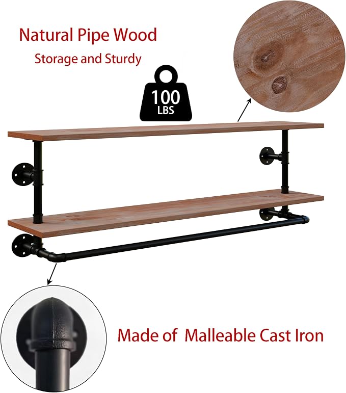 Clothes Rack 36/42/48in, Wall Mounted Garment Rack - Image 3